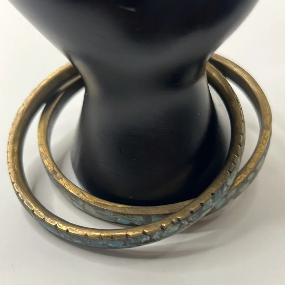 Vintage Brass Turquoise Bracelets